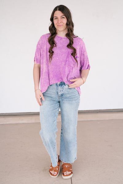 Summer Lovin Mineral Wash Tee- Violet