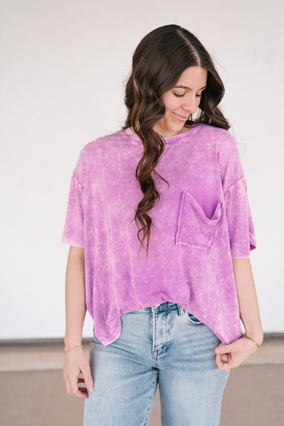 Summer Lovin Mineral Wash Tee- Violet