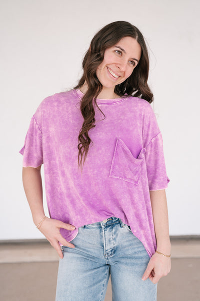 Summer Lovin Mineral Wash Tee- Violet