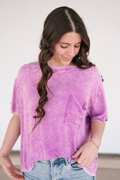 Summer Lovin Mineral Wash Tee- Violet