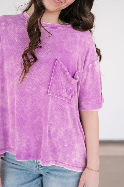 Summer Lovin Mineral Wash Tee- Violet