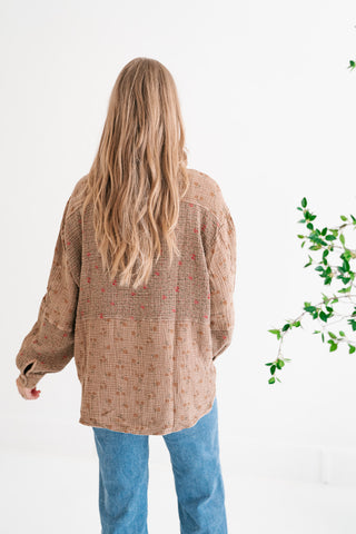 Rustic Relaxed Floral Gauze Button-Up Shirt