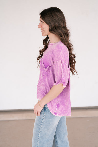 Summer Lovin Mineral Wash Tee- Violet