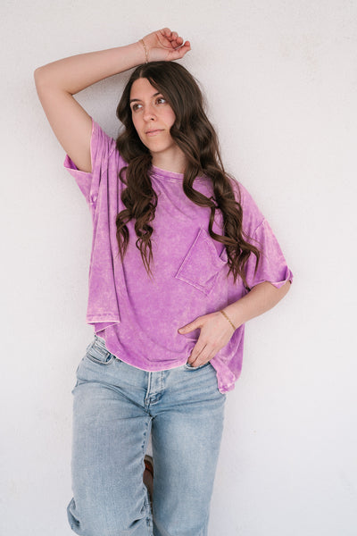 Summer Lovin Mineral Wash Tee- Violet