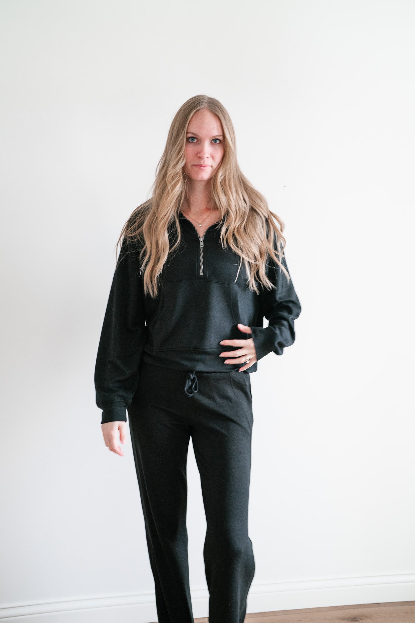 Slow It Down Quarter Zip Top - Black