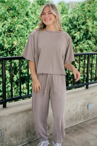 Daily Movement Mineral Wash Relaxed Tee - Mocha
