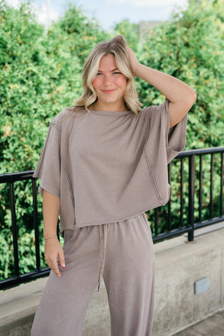 Daily Movement Mineral Wash Relaxed Tee - Mocha
