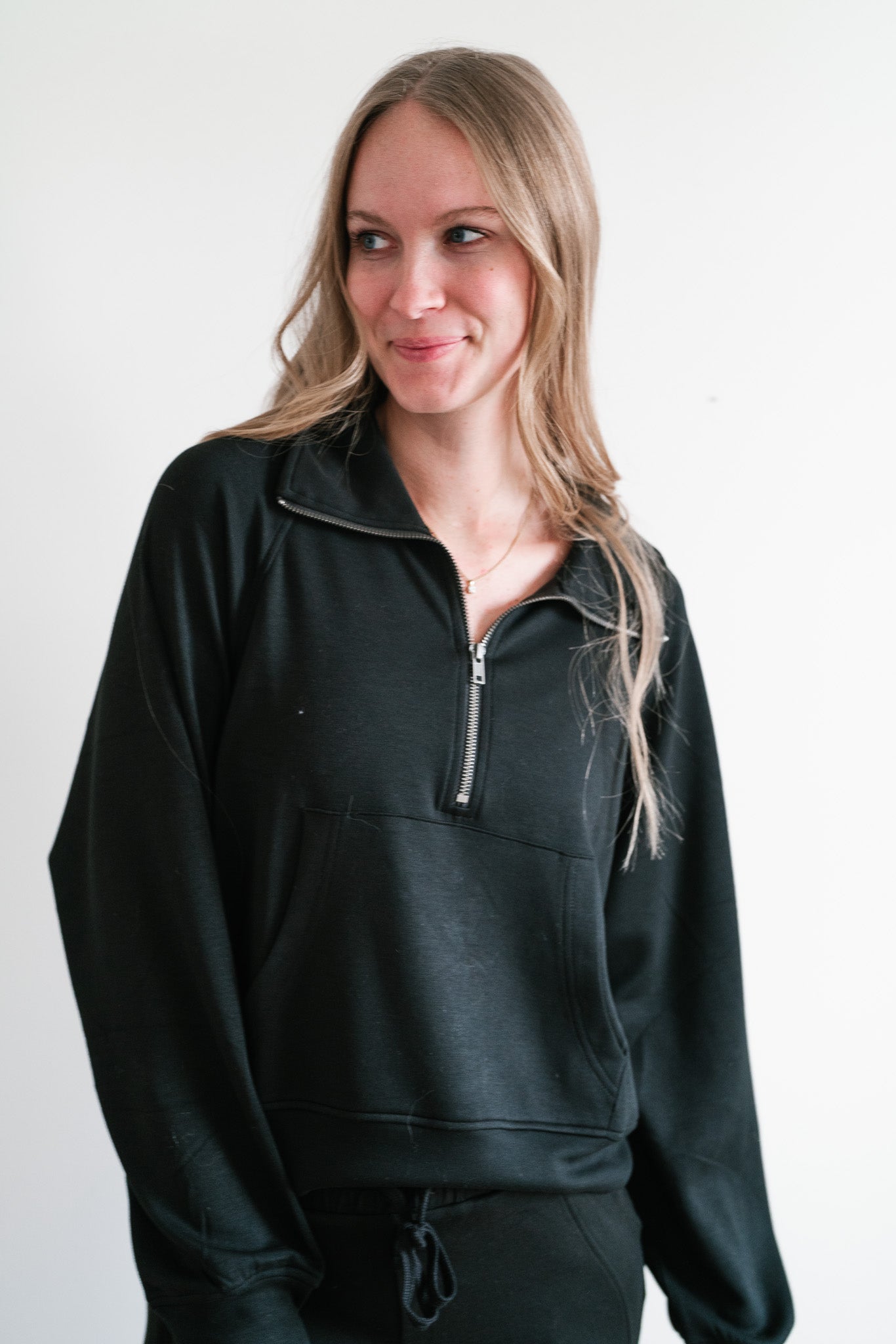 Slow It Down Quarter Zip Top - Black