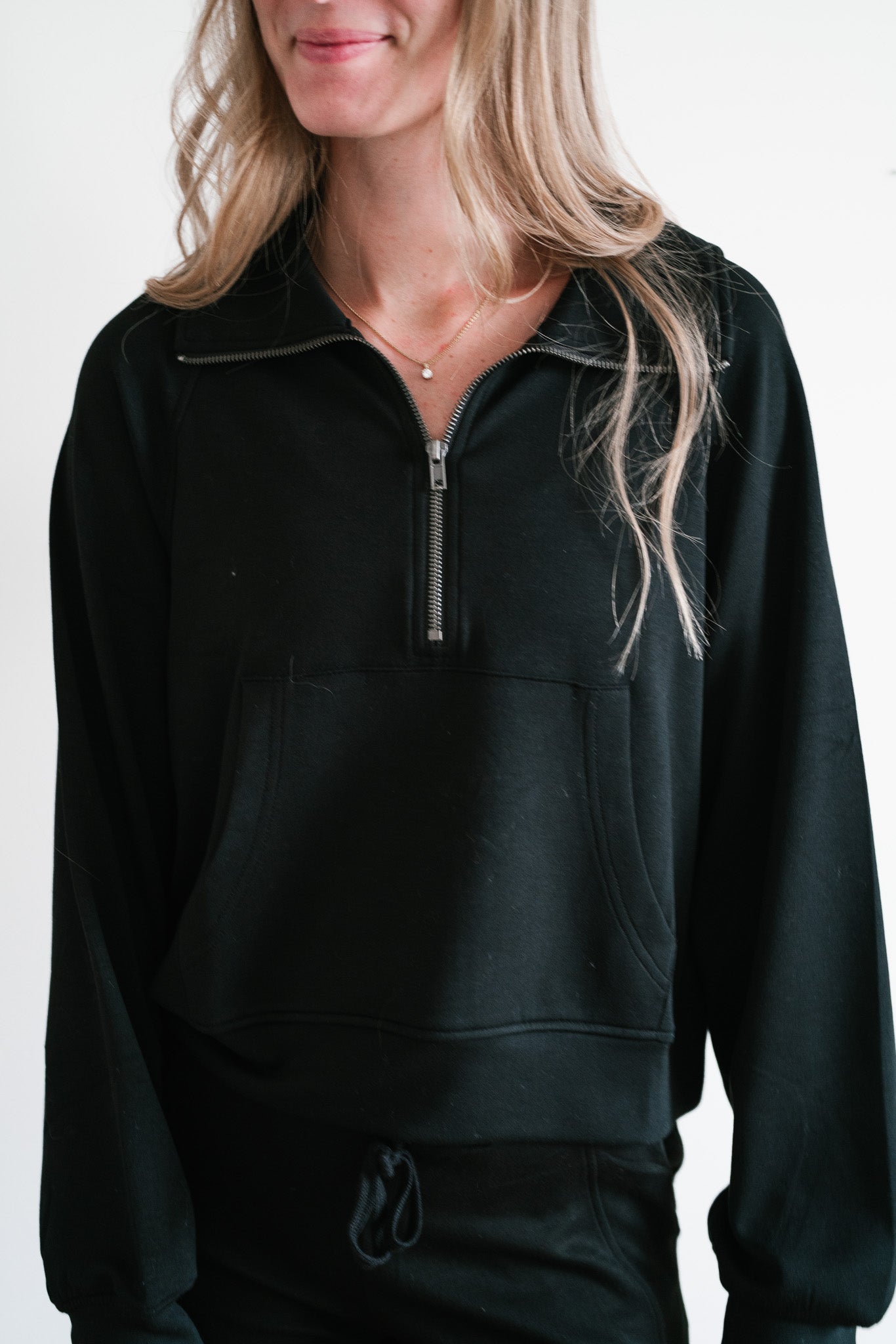 Slow It Down Quarter Zip Top - Black