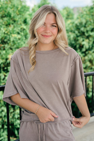 Daily Movement Mineral Wash Relaxed Tee - Mocha