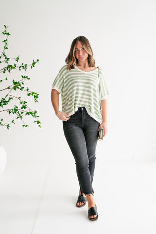 Simple Days Striped V-Neck Knit Top