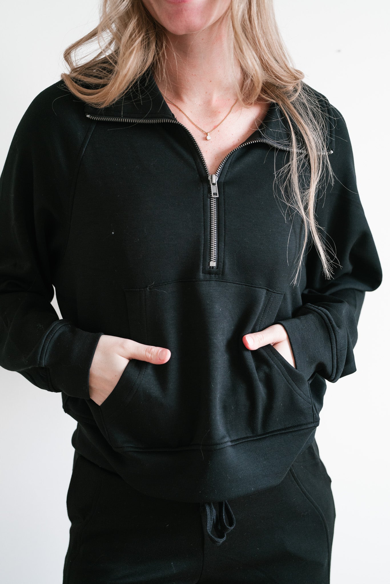 Slow It Down Quarter Zip Top - Black