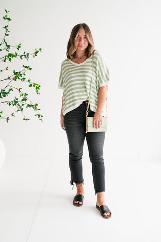 Simple Days Striped V-Neck Knit Top