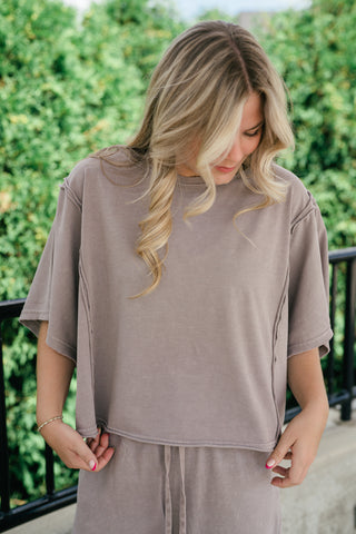 Daily Movement Mineral Wash Relaxed Tee - Mocha