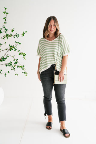 Simple Days Striped V-Neck Knit Top