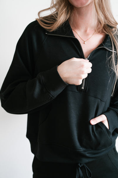 Slow It Down Quarter Zip Top - Black