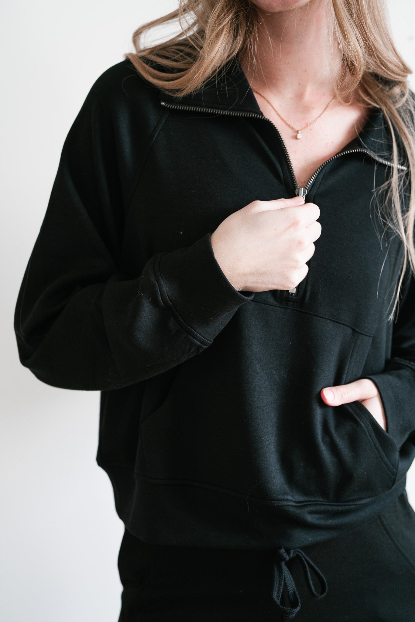 Slow It Down Quarter Zip Top - Black