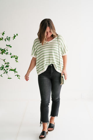 Simple Days Striped V-Neck Knit Top