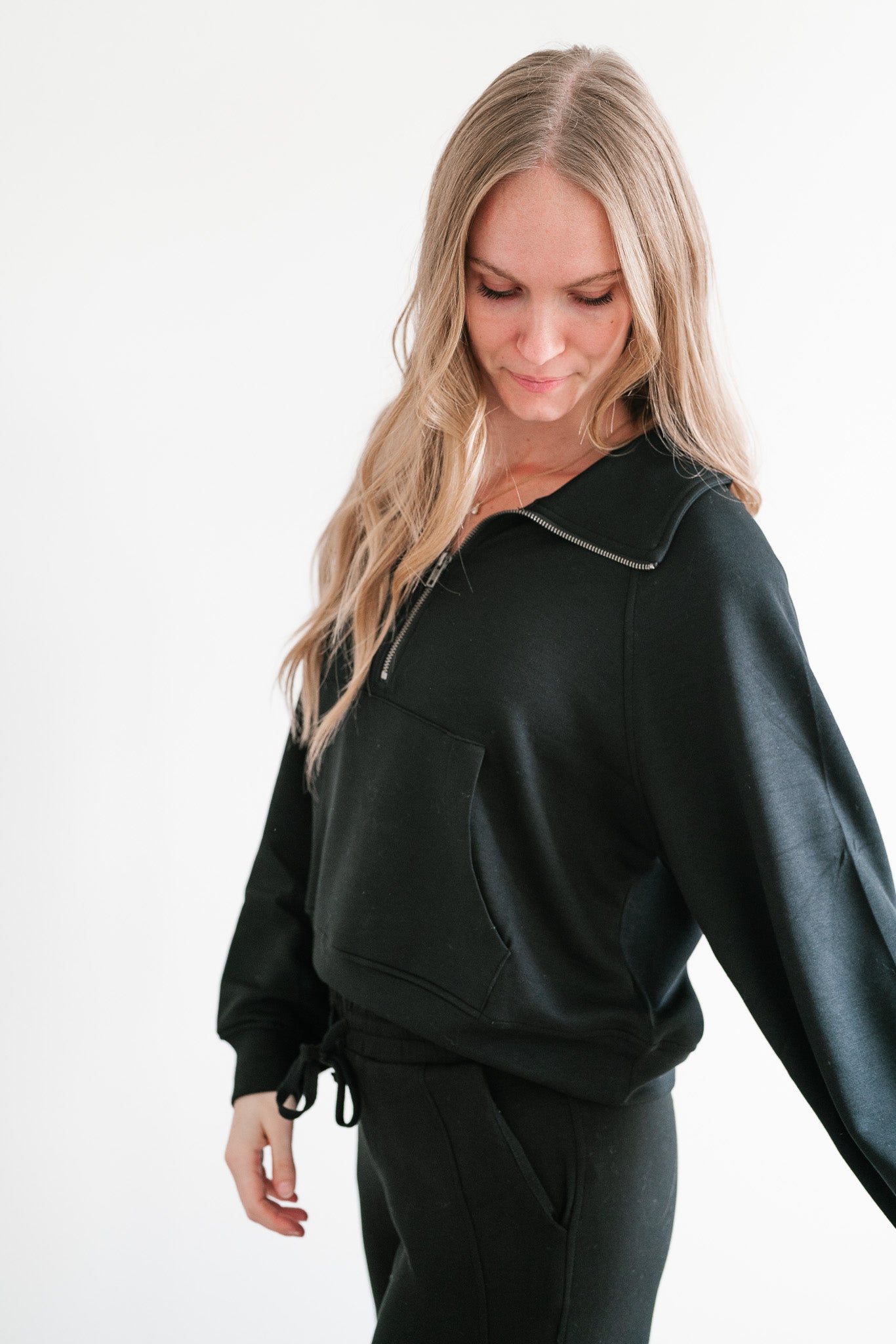 Slow It Down Quarter Zip Top - Black