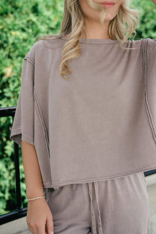 Daily Movement Mineral Wash Relaxed Tee - Mocha
