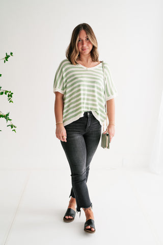 Simple Days Striped V-Neck Knit Top