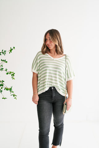 Simple Days Striped V-Neck Knit Top