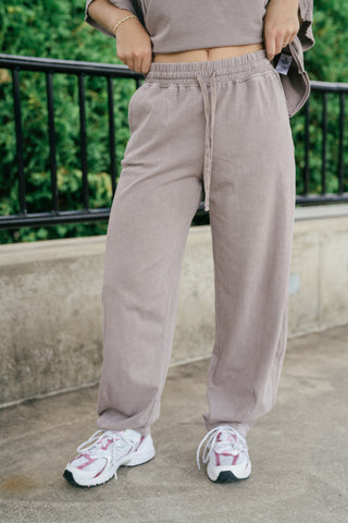 Daily Movement Mineral Wash Barrel Pants - Mocha