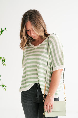 Simple Days Striped V-Neck Knit Top