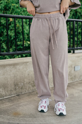 Daily Movement Mineral Wash Barrel Pants - Mocha