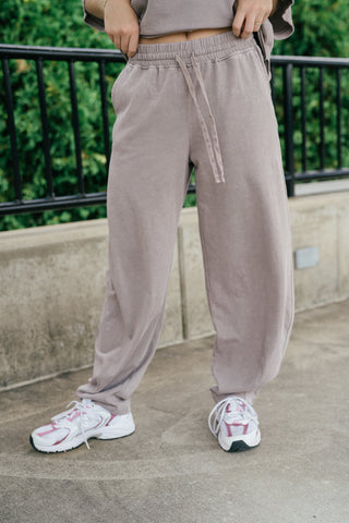 Daily Movement Mineral Wash Barrel Pants - Mocha