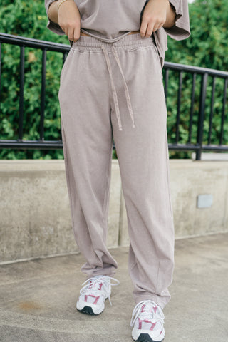 Daily Movement Mineral Wash Barrel Pants - Mocha