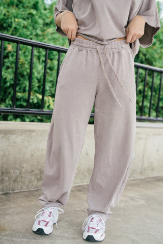 Daily Movement Mineral Wash Barrel Pants - Mocha