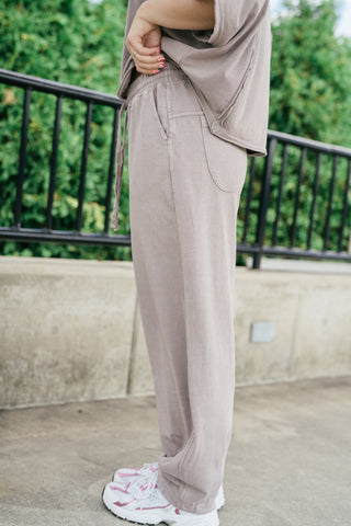 Daily Movement Mineral Wash Barrel Pants - Mocha