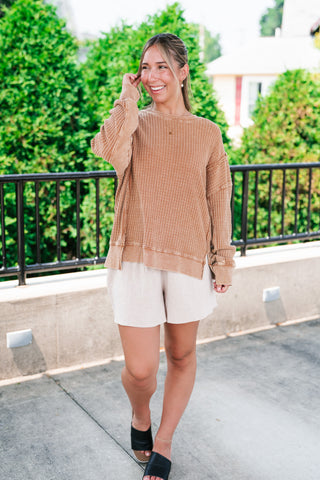 Matilda Mineral Wash Waffle Knit Crewneck