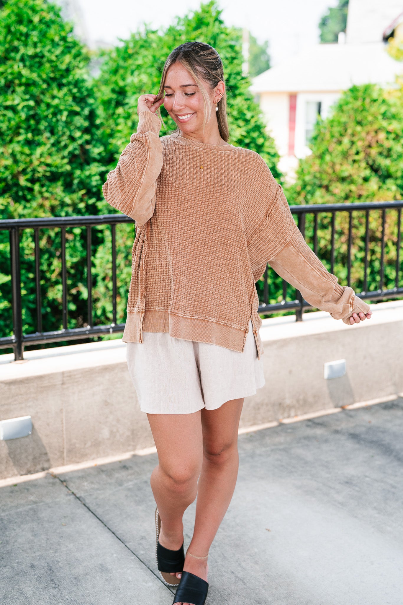 Matilda Mineral Wash Waffle Knit Crewneck