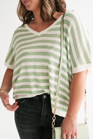 Simple Days Striped V-Neck Knit Top