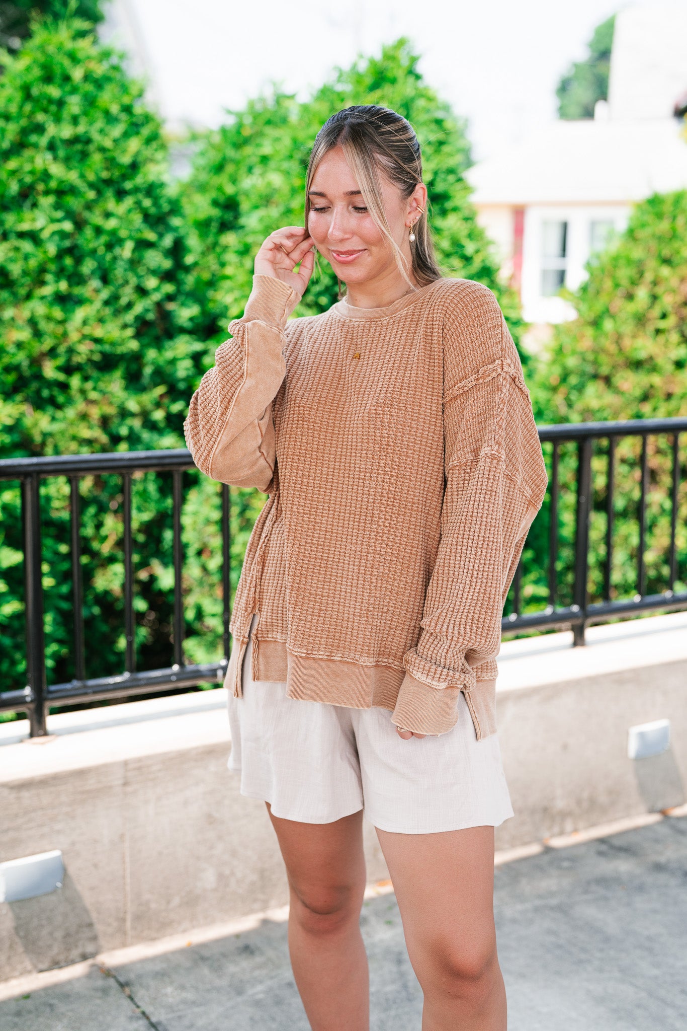 Matilda Mineral Wash Waffle Knit Crewneck