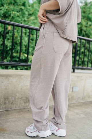 Daily Movement Mineral Wash Barrel Pants - Mocha