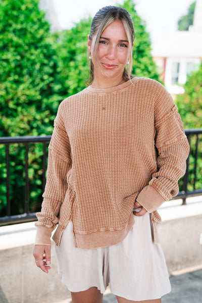 Matilda Mineral Wash Waffle Knit Crewneck