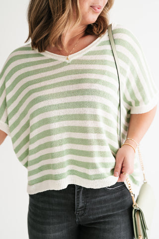Simple Days Striped V-Neck Knit Top