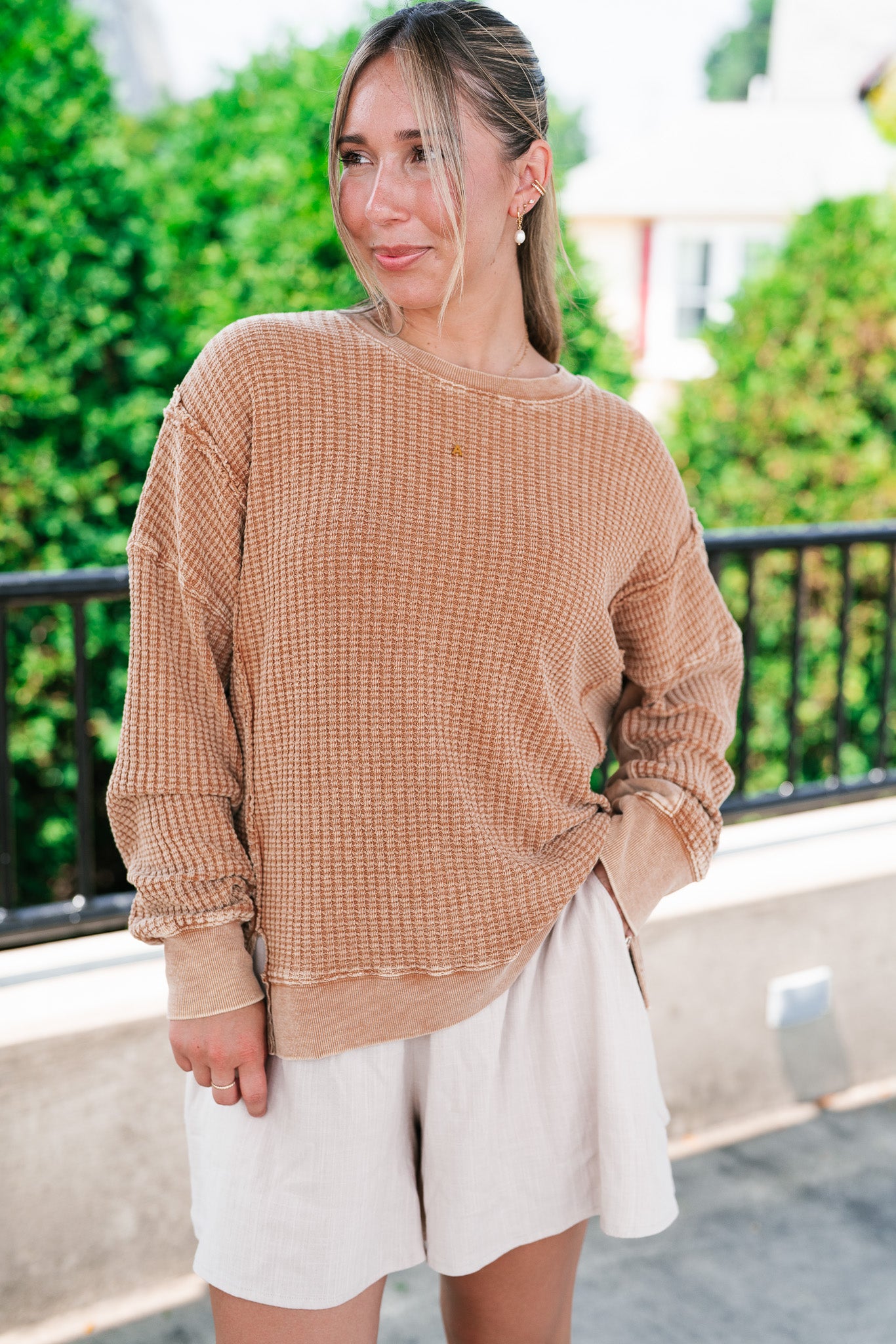 Matilda Mineral Wash Waffle Knit Crewneck