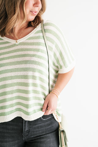 Simple Days Striped V-Neck Knit Top