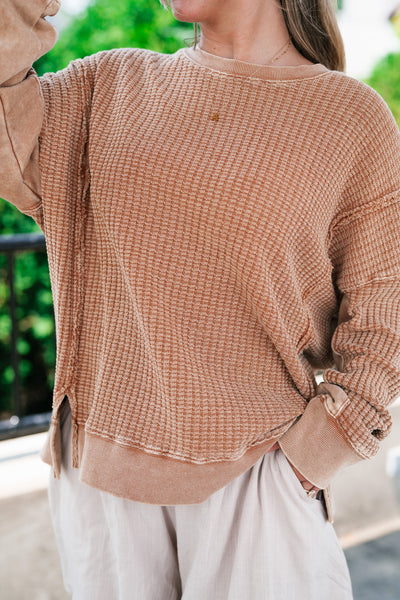 Matilda Mineral Wash Waffle Knit Crewneck