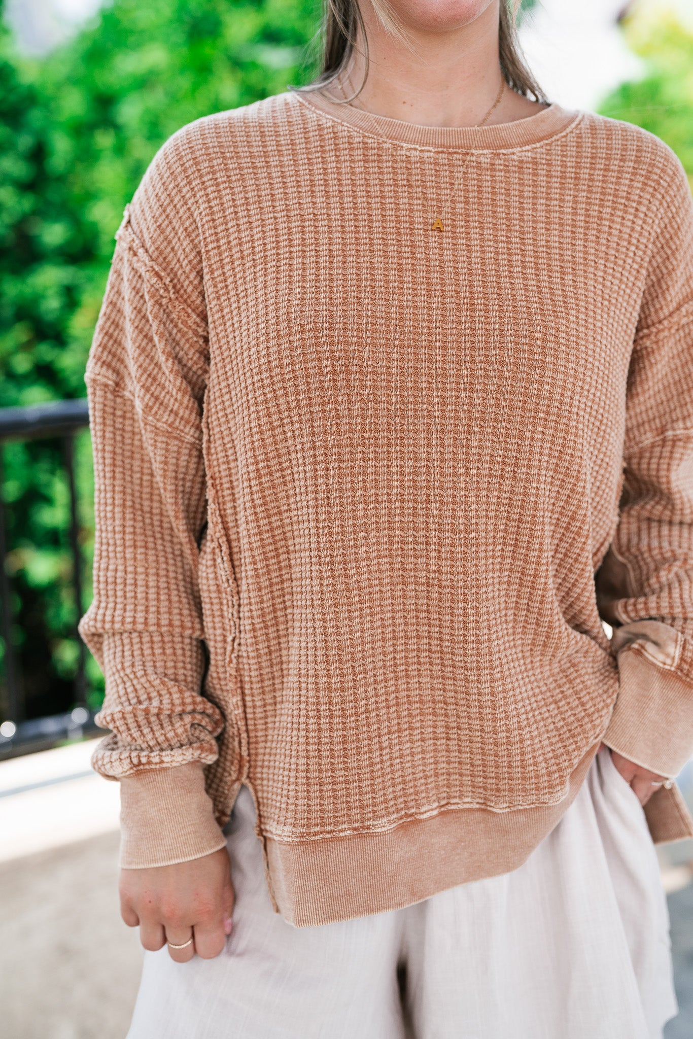 Matilda Mineral Wash Waffle Knit Crewneck