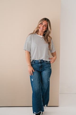 Everyday Lines Striped Short Sleeve Top