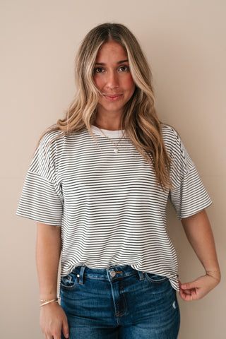Everyday Lines Striped Short Sleeve Top