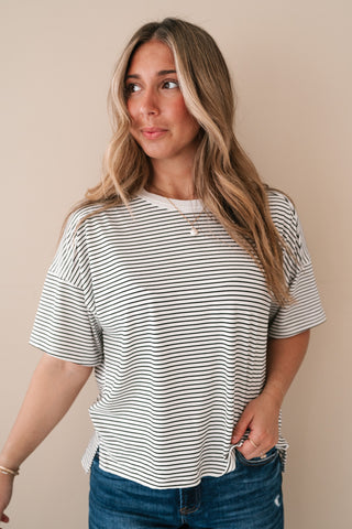 Everyday Lines Striped Short Sleeve Top
