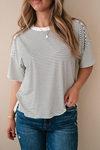 Everyday Lines Striped Short Sleeve Top