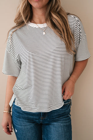 Everyday Lines Striped Short Sleeve Top