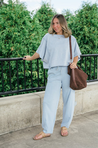 Daily Movement Mineral Wash Relaxed Tee - Sky Blue